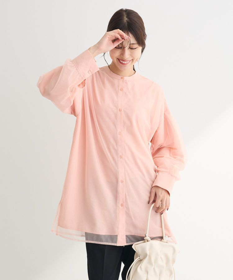 Green Parks「2Way チュールドッキングシャツチュニック」|シャツ・ブラウス|Pink