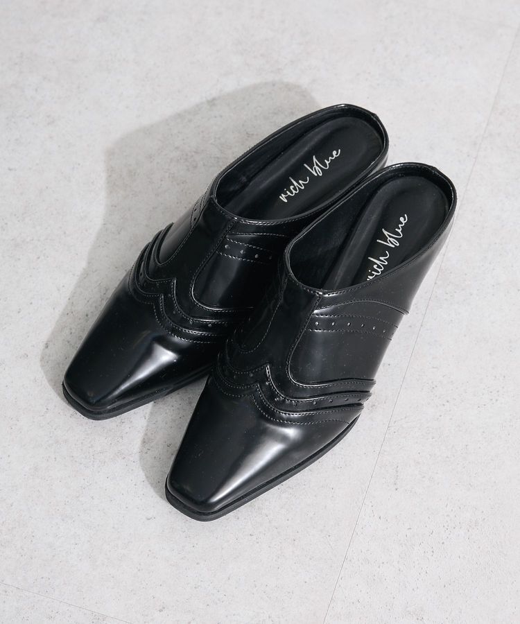 Green Parks「・richblue ウエスタンウェッジミュール」|パンプス|Black