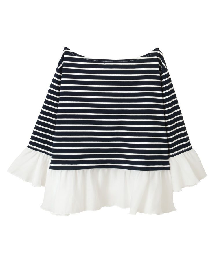 AnriettMusee「異素材ボーダーペプラムカットソー」|Tシャツ・カットソー|