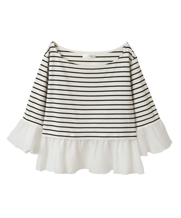 AnriettMusee「異素材ボーダーペプラムカットソー」|Tシャツ・カットソー|
