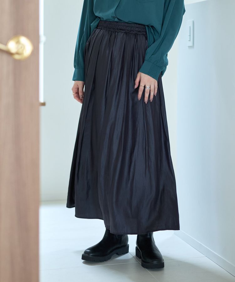 YECCA VECCA「グロッシーコーティングサテンスカート」|スカート|Black
