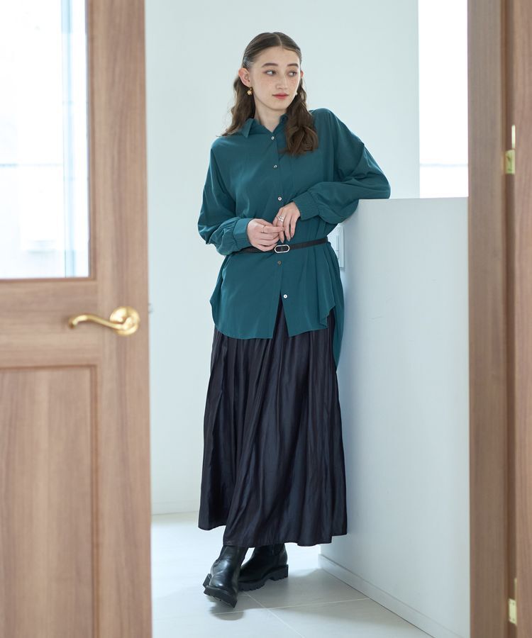 YECCA VECCA「グロッシーコーティングサテンスカート」|スカート|