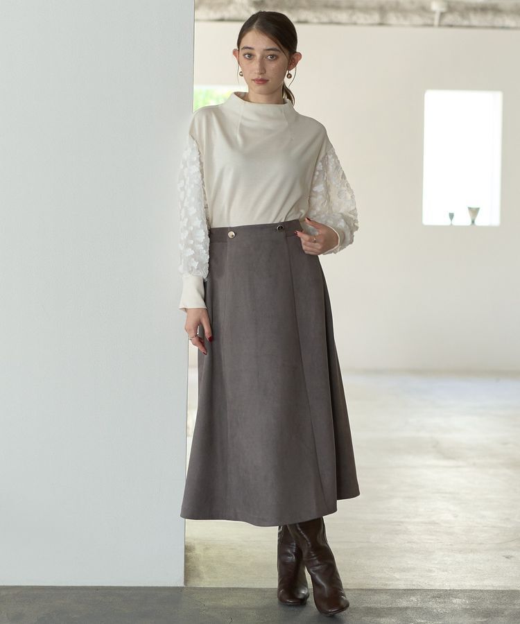 YECCA VECCA「金釦デザインAラインスカート」|フレア|