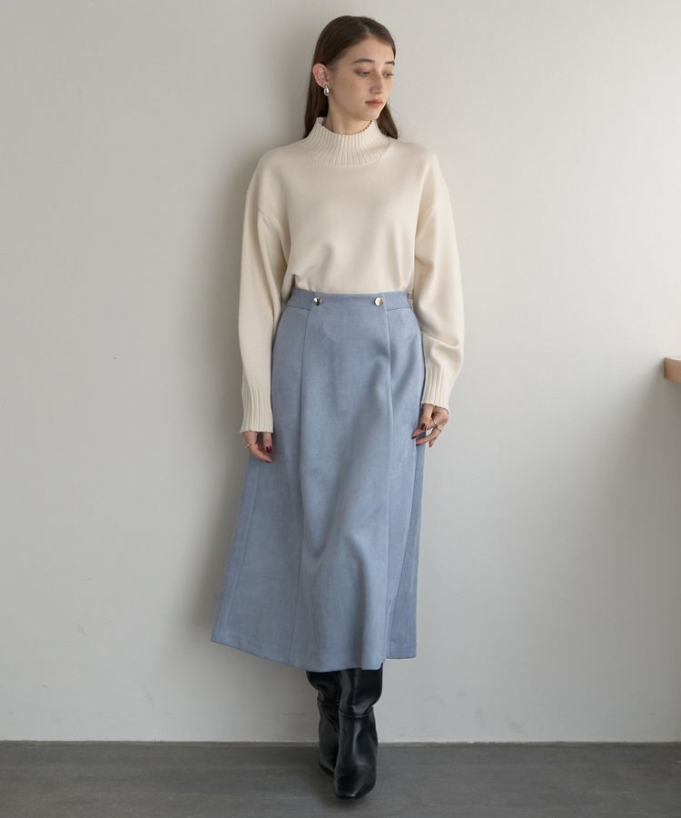 YECCA VECCA「金釦デザインAラインスカート」|フレア|