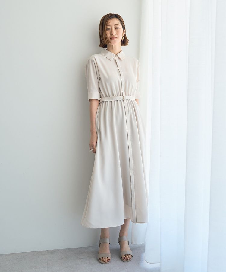 YECCA VECCA「ベルト付きシャツワンピース」|ワンピース|Light beige
