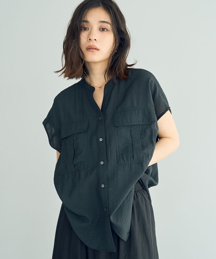 YECCA VECCA「ワークデザインスキッパーシャツ」|シャツ・ブラウス|Charcoal Gray