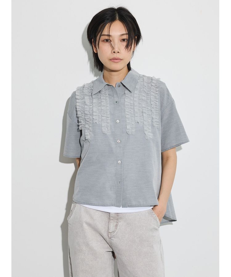 GARAGE OF GOOD CLOTHING「フリルハーフスリーブブラウス」|シャツ・ブラウス|Gray