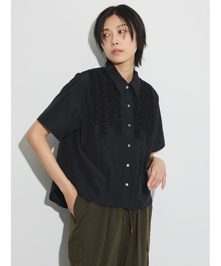 GARAGE OF GOOD CLOTHING「フリルハーフスリーブブラウス」|シャツ・ブラウス|Black
