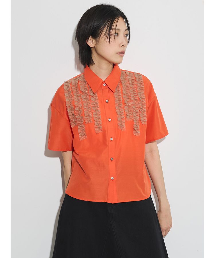 GARAGE OF GOOD CLOTHING「フリルハーフスリーブブラウス」|シャツ・ブラウス|Orange