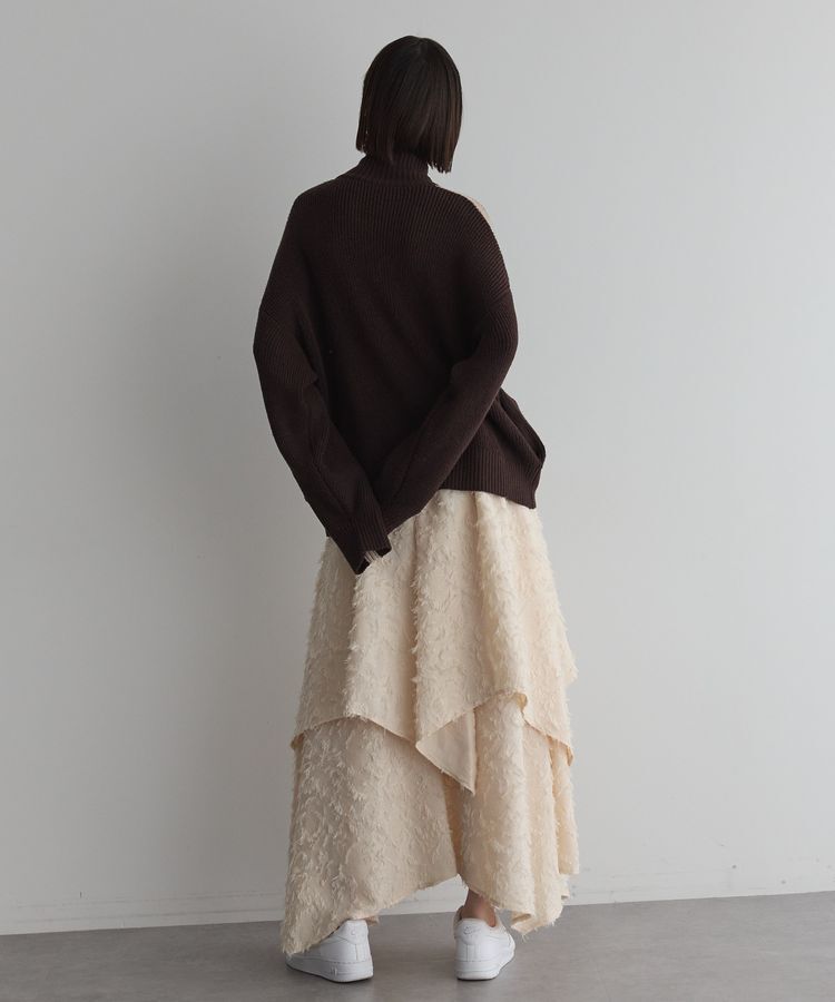 GARAGE OF GOOD CLOTHING「ジャガードオーバーラップロングスカート」|フレア|