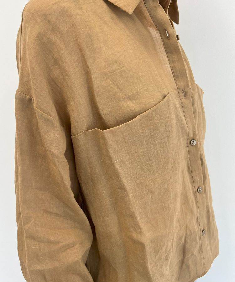 GARAGE OF GOOD CLOTHING「リネン切り替えポケットショート丈シャツ」|シャツ・ブラウス|