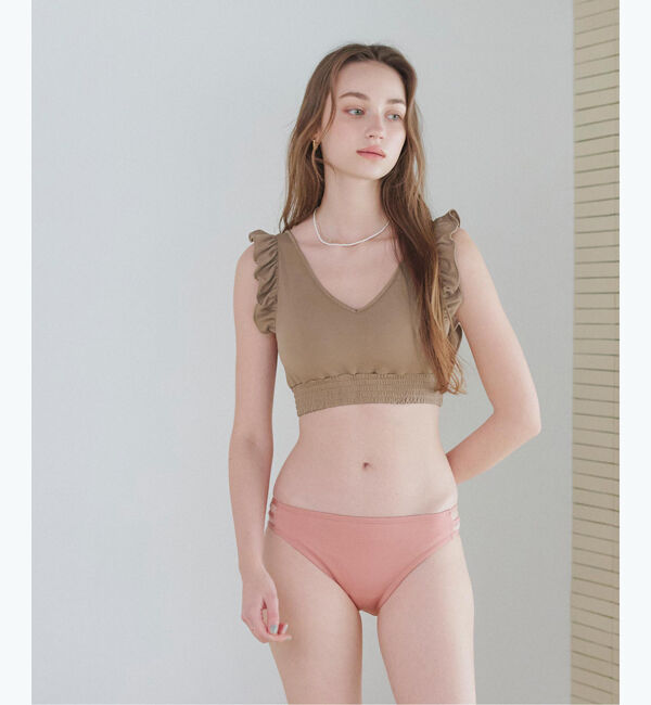 SEA DRESS「ショルダーミニフリルスポーティビキニ」|ビキニ|ﾗｲﾄﾌﾞﾗｳﾝ/ﾋﾟﾝｸ