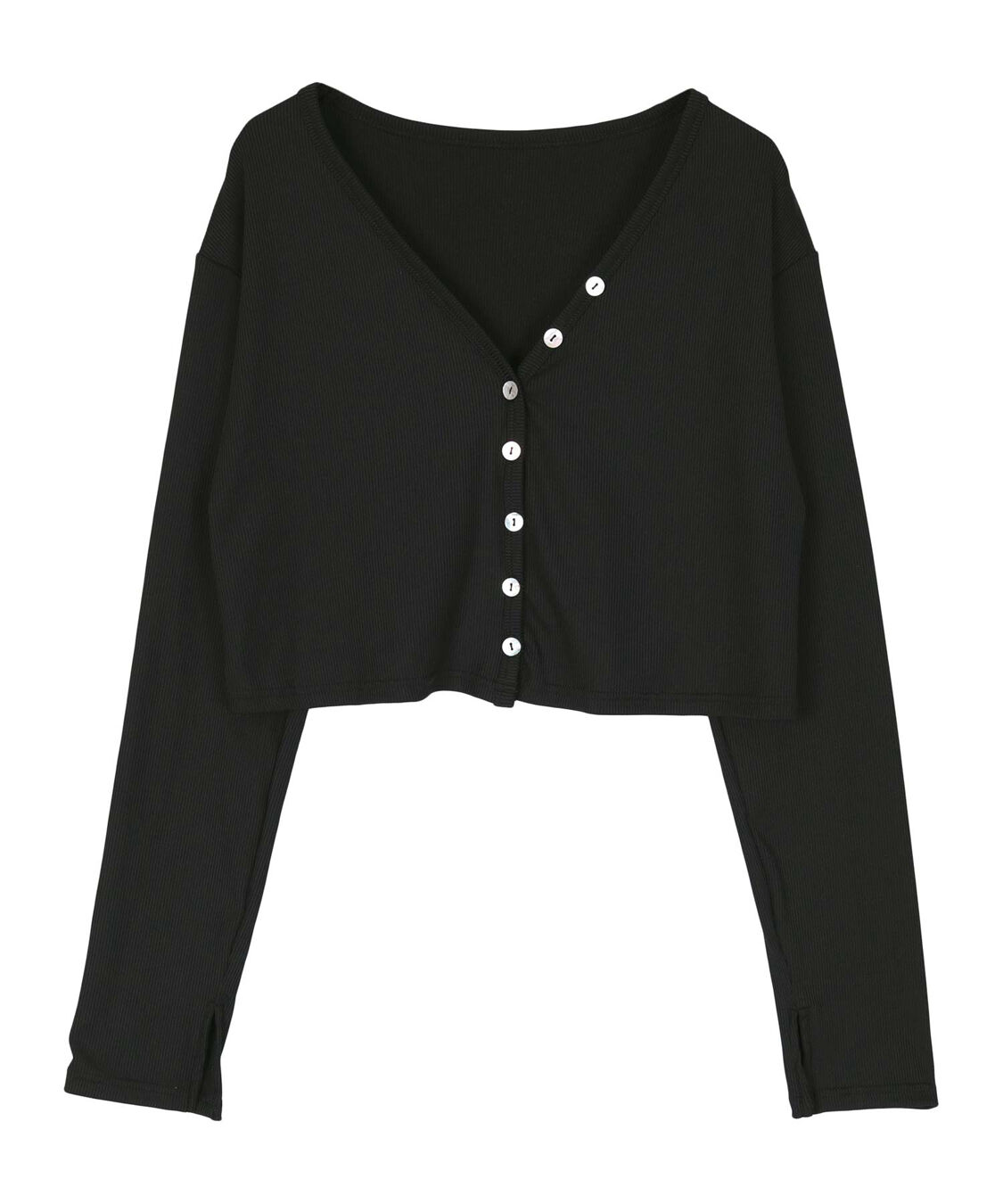 SEA DRESS「スリットスリーブ細リブラッシュカーディガン」|ビキニトップス|ブラック