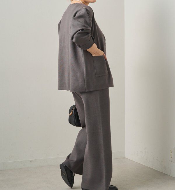  「【3点セット】ワッフルスクエアタンク＆Vネックカーデ+ワイドパンツセットアップ」|カーディガン|