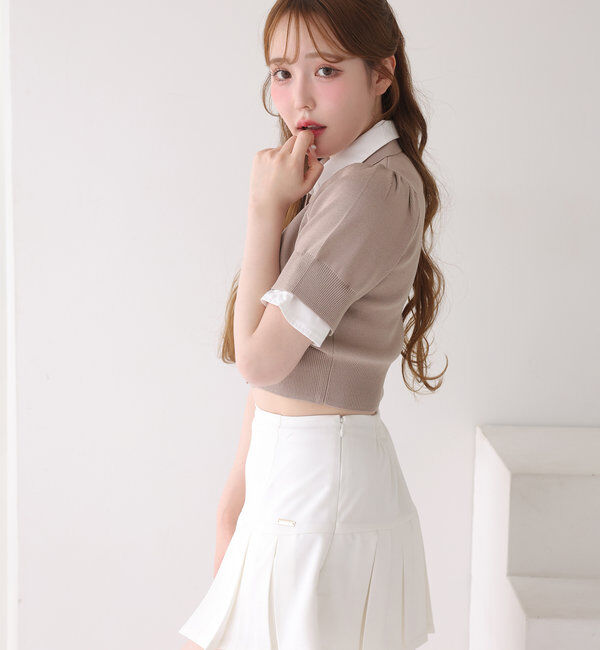  「今期トレンド/重ね襟半袖ニット」|ニット・セーター|