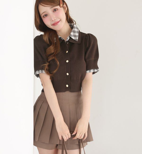  「今期トレンド/重ね襟半袖ニット」|ニット・セーター|