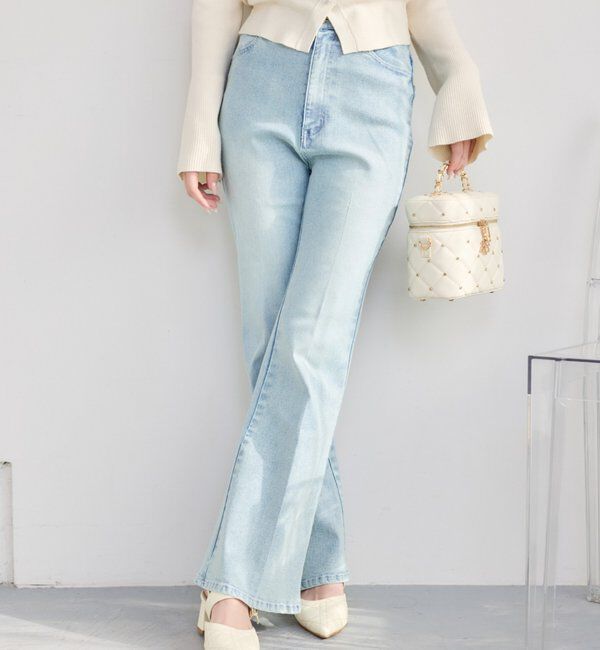 「キラキラ美脚ストレッチデニム」|その他|サックスブルー