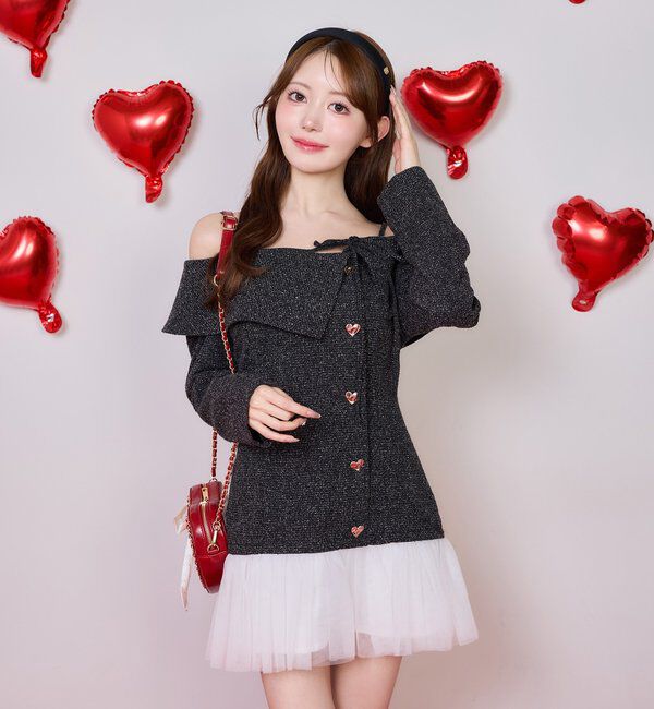  「【Heart collection】ハートボタン切替ミニワンピース」|ワンピース|