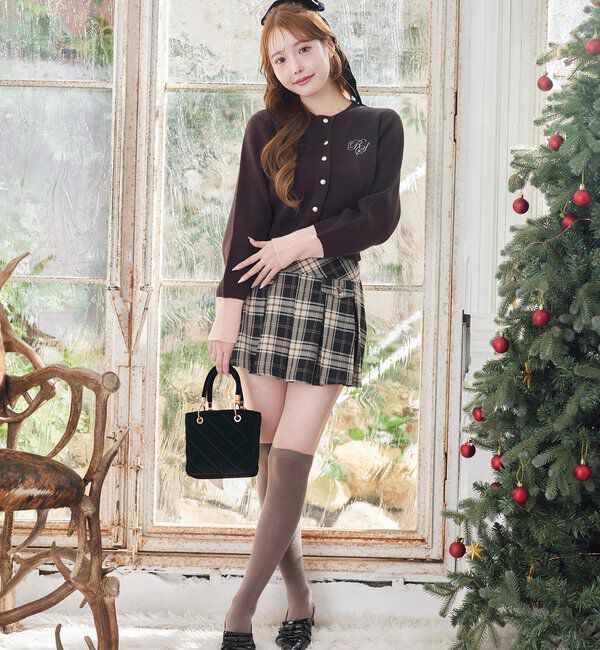  「金ボタンボックスプリーツミニスカート」|スカート|