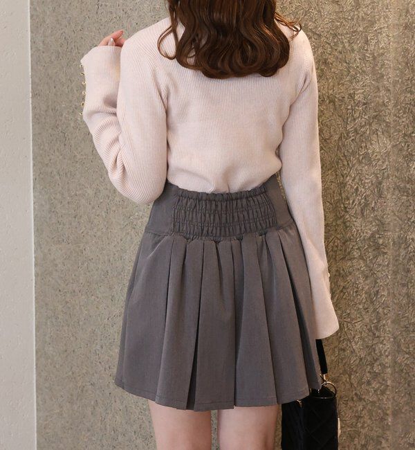  「金ボタンボックスプリーツミニスカート」|スカート|