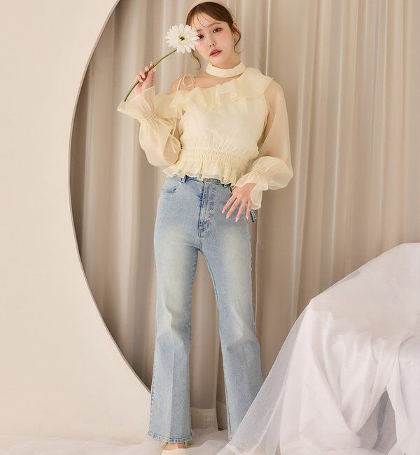  「サイドカットレースフレアデニム」|その他|