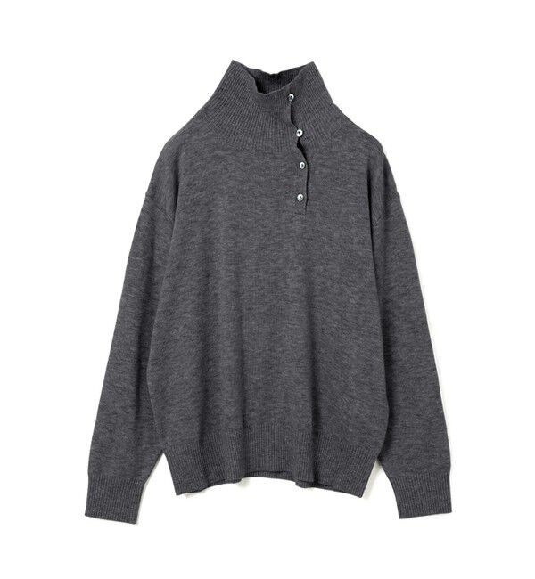 mizuiro ind「mizuiro ind ボタン付きハイネックプルオーバー」|ニット・セーター|グレー