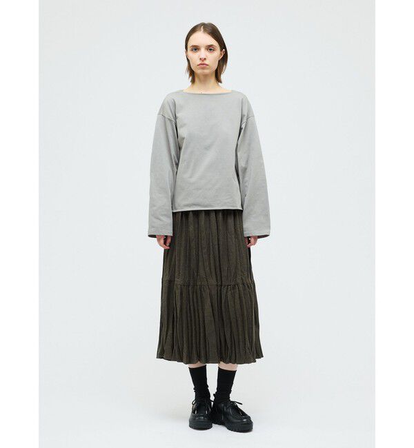 mizuiro ind「mizuiro ind ウールブレンドティアードワッシャースカート」|スカート|ブラウン