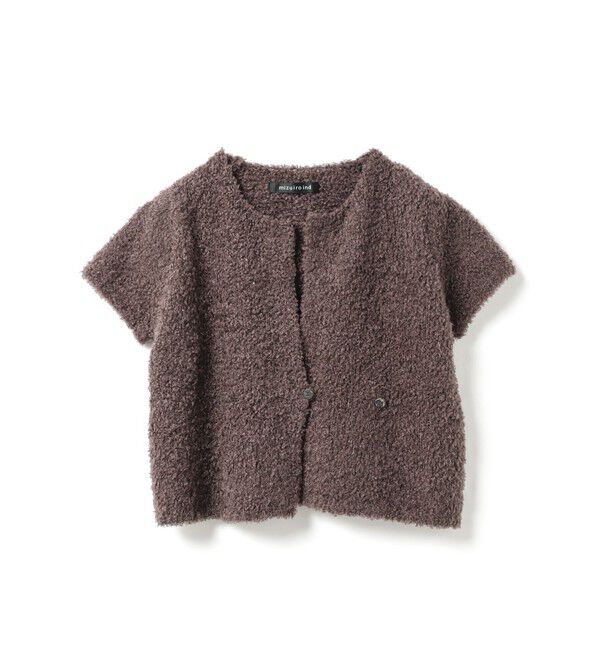 mizuiro ind「mizuiro ind ヘアリーヤーンフレンチスリーブカーディガン」|カーディガン|ブラウン