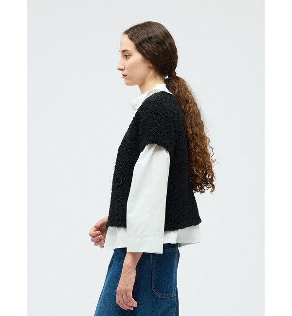 mizuiro ind「mizuiro ind ヘアリーヤーンフレンチスリーブカーディガン」|カーディガン|