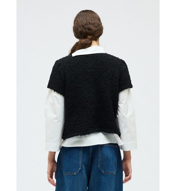 mizuiro ind「mizuiro ind ヘアリーヤーンフレンチスリーブカーディガン」|カーディガン|