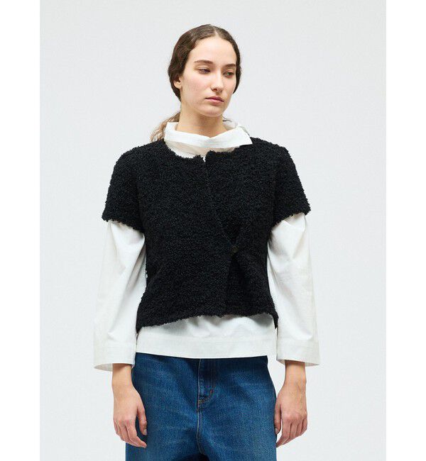 mizuiro ind「mizuiro ind ヘアリーヤーンフレンチスリーブカーディガン」|カーディガン|