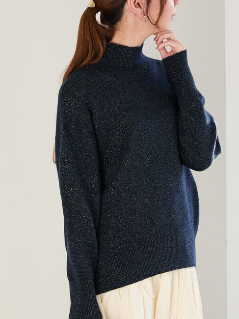 Te chichi「ミックスラメハイネックニット」|ニット・セーター|ネイビー