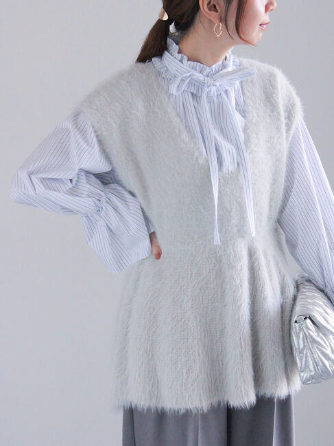 Te chichi「シャギーペプラムニットベスト」|ニット・セーター|