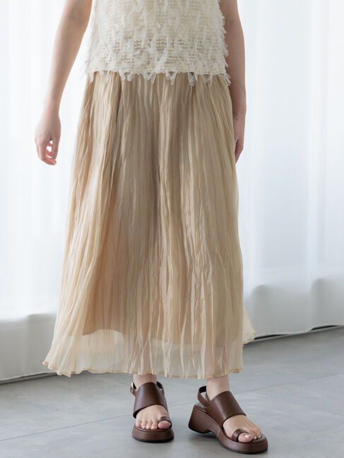 Te chichi TERRASSE「シャイニークリンクルスカート《2025spring catalog item》」|スカート|ベージュ