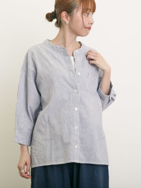 Samansa Mos2「バンドカラーゆるシャツ」|シャツ・ブラウス|