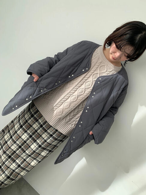 Samansa Mos2 blue「キルトミドルコート」|その他|