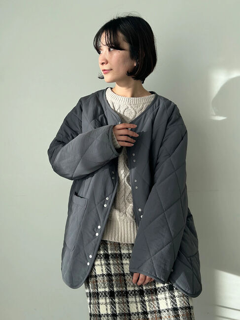 Samansa Mos2 blue「キルトミドルコート」|その他|