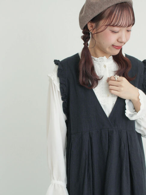 Samansa Mos2「【Cross&times;Linen】肩フリル前後2WAYジャンパースカート」|ワンピース|