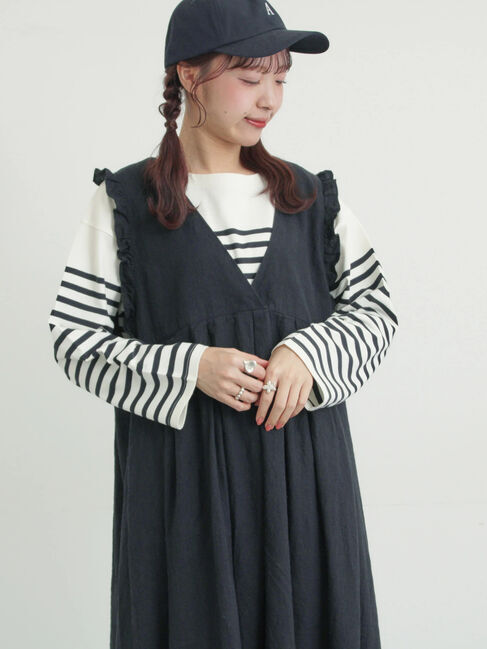 Samansa Mos2「【Cross&times;Linen】肩フリル前後2WAYジャンパースカート」|ワンピース|