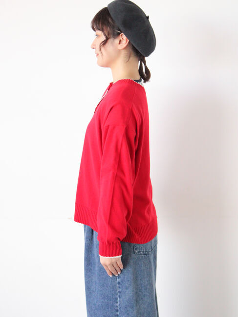 Samansa Mos2「配色スカラップカーディガン」|カーディガン|