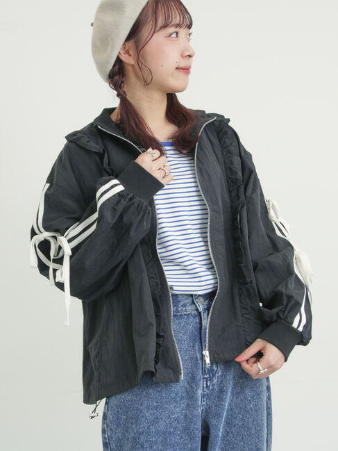 Samansa Mos2「フリルトラックジャケット」|その他|ブラック