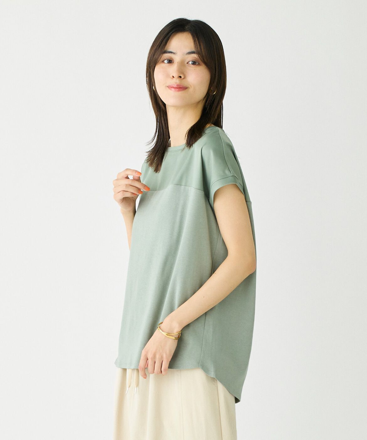 DAY by DAY it&rsquo;s international「サテン切り替えドルマンプルオーバー《スビン綿MIXフライス》」|タンクトップ|カーキ3