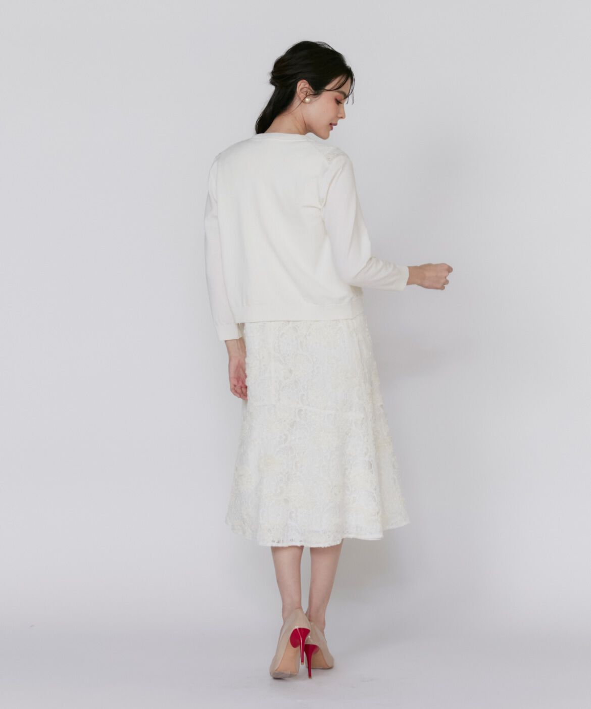 Maglie le cassetto「《大きいサイズ》3D刺繍レースカーディガン《Maglie White》」|カーディガン|