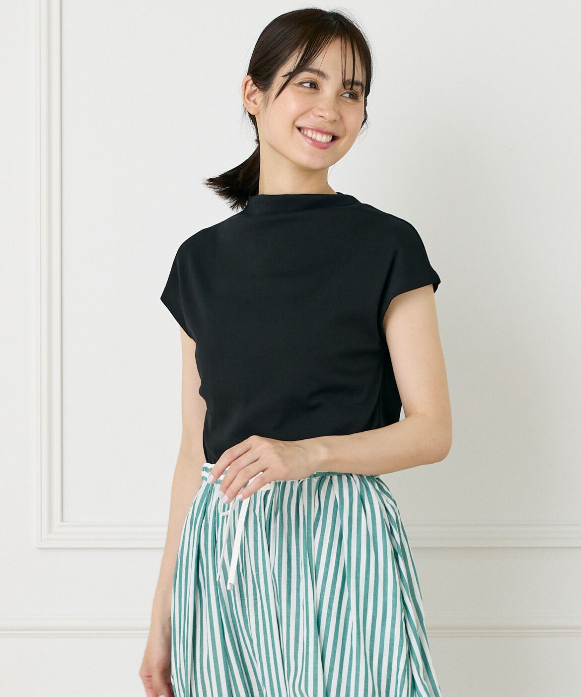 I.T.'S international「ボトルネックカットソー《スビン綿MIXフライス》」|キャミソール|ブラック