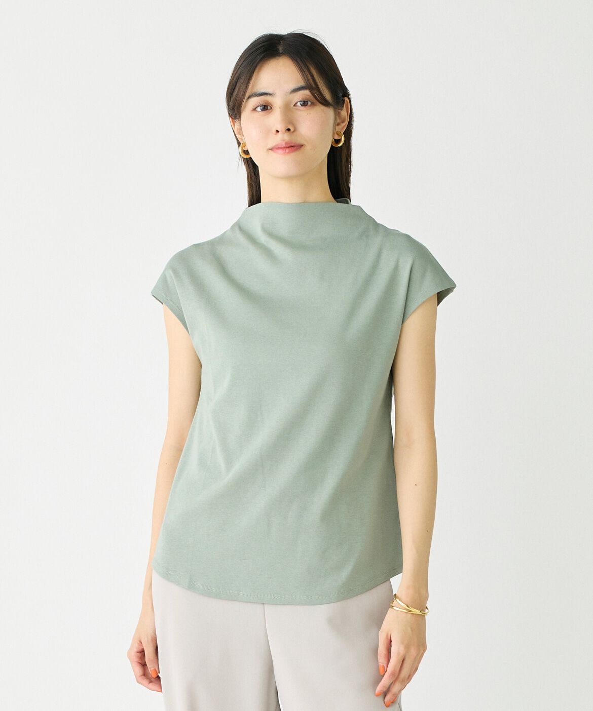 I.T.'S international「ボトルネックカットソー《スビン綿MIXフライス》」|キャミソール|カーキ3