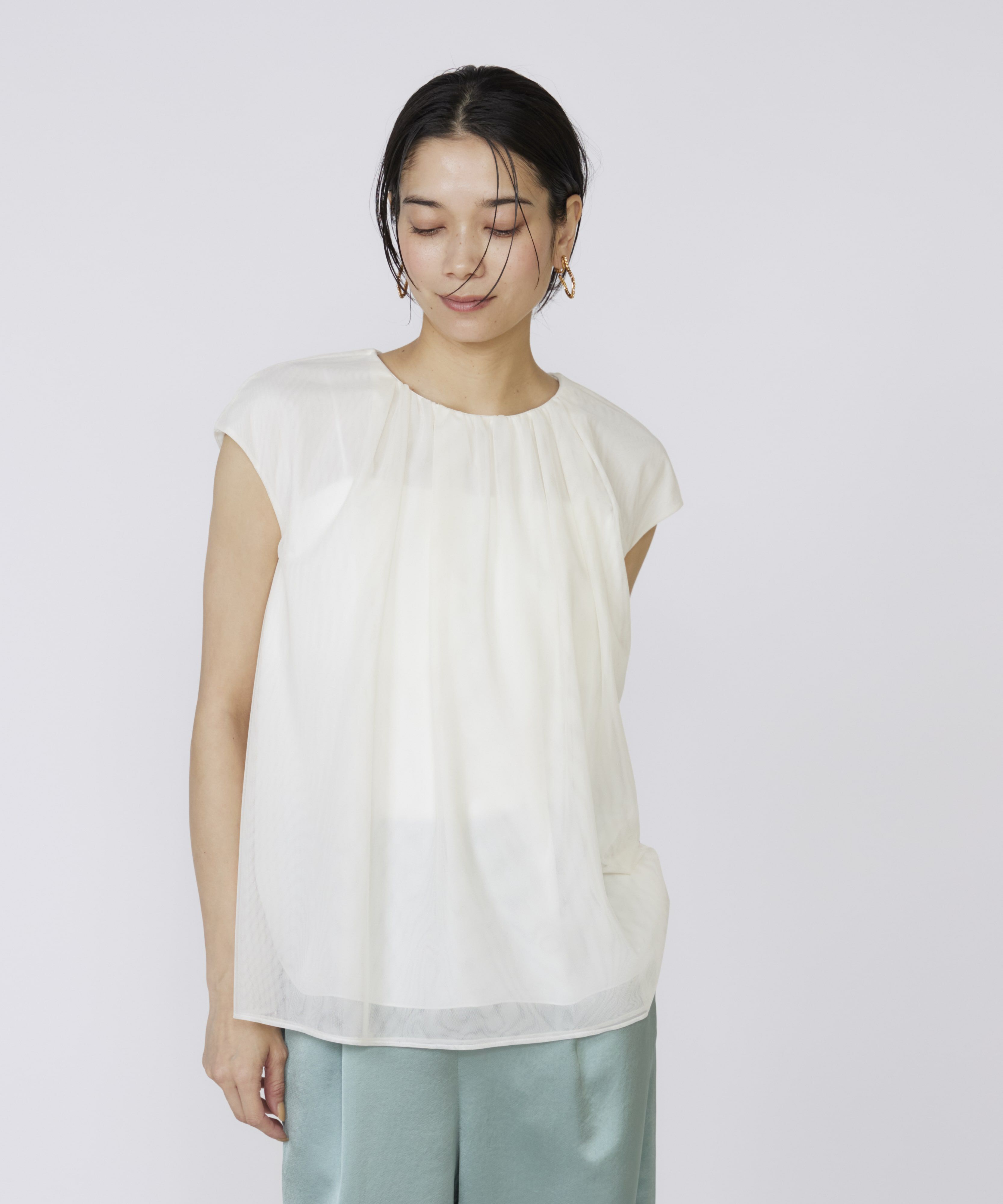 INED「チュールブラウス」|シャツ・ブラウス|