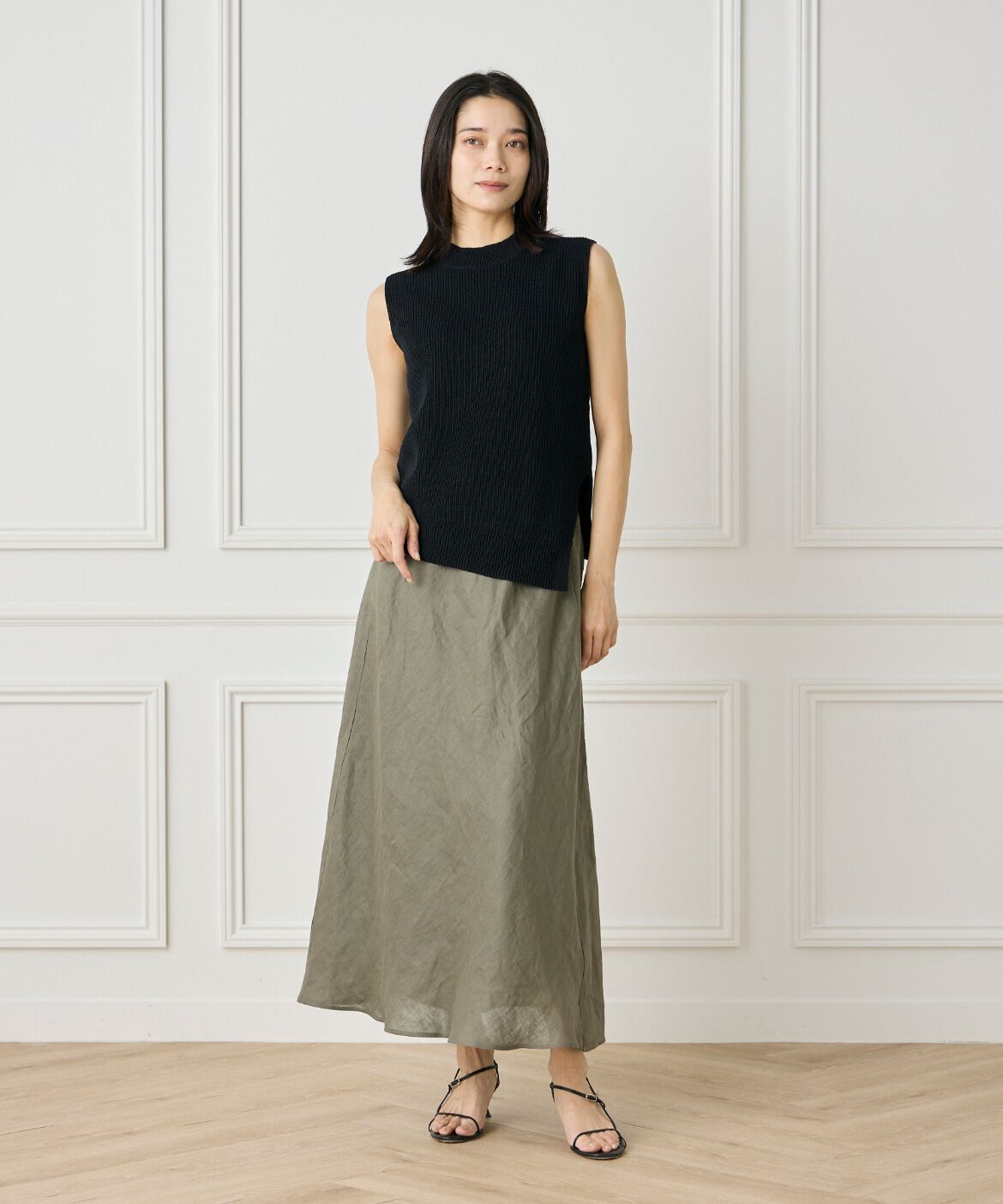 INED「《大きいサイズ》アシンメトリープルオーバーニット」|ニット・セーター|