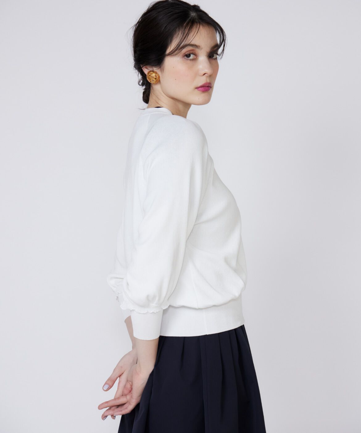 Maglie le cassetto「フリルスリーブジップカーディガン」|カーディガン|