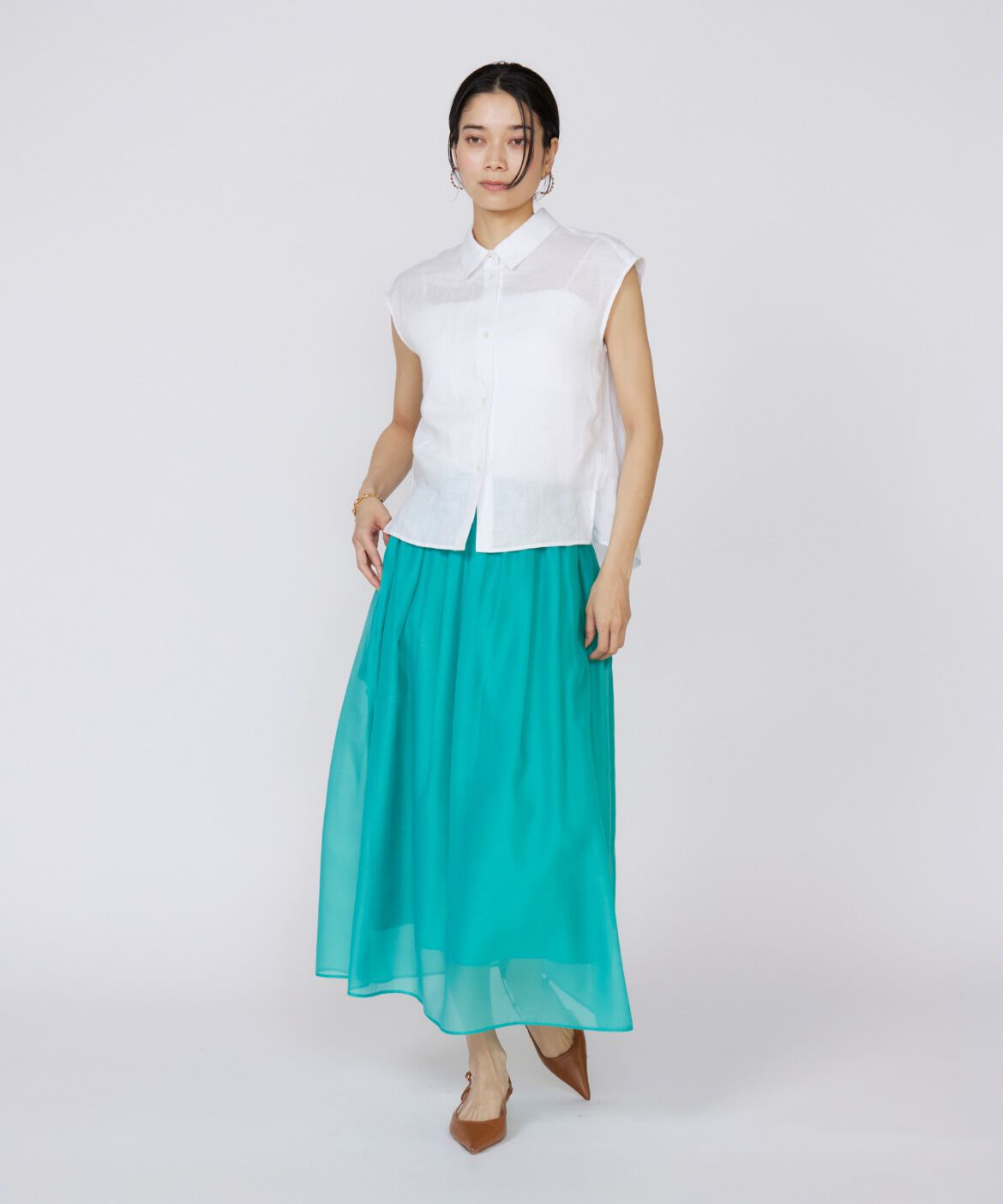 INED「リネンフレンチスリーブシャツブラウス」|シャツ・ブラウス|