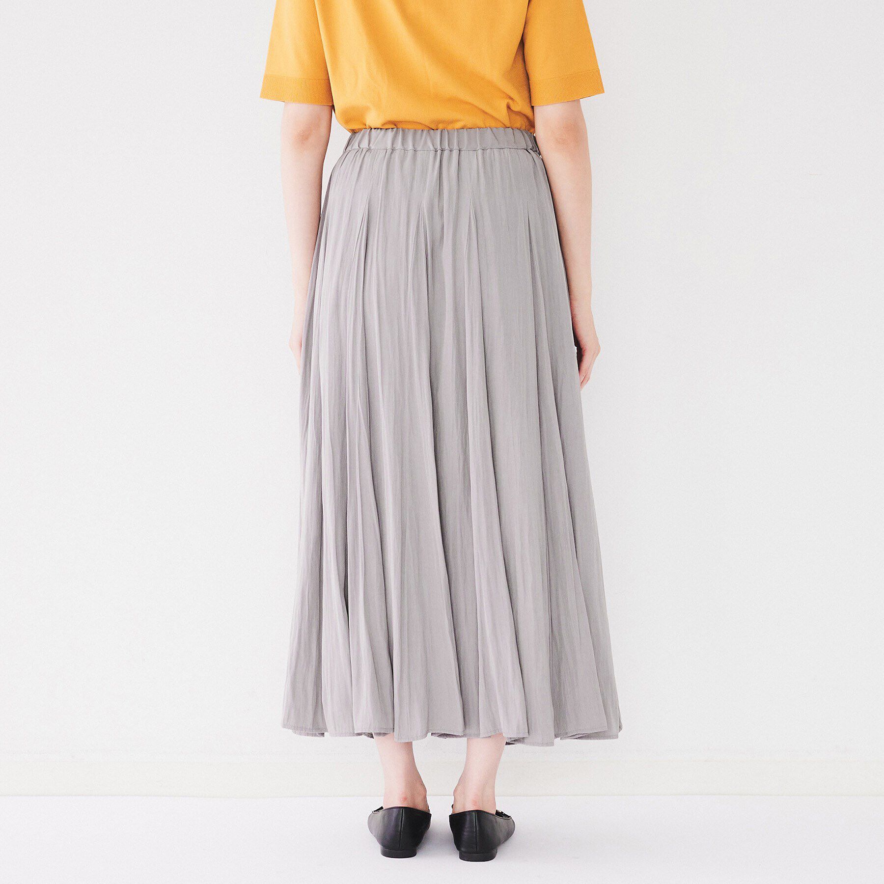 UNTITLED「【ウエストゴム/洗える】パウダークロス ロングスカート」|スカート|